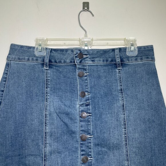 NWT Women's Size 12 NY & Co. High Waist Midi Jean Skirt w/ Button Front - Picture 4 of 8